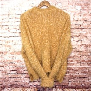 Candies | Yellow Ribbed Fuzzy Eyelash Sweater